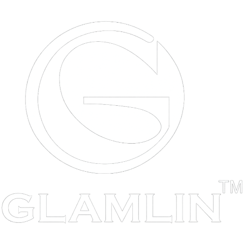 White 'Glamlin' logo on a white background